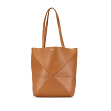 Loewe | Pre-Owned Medium Shiny Calfskin Puzzle Fold Tote | Brown