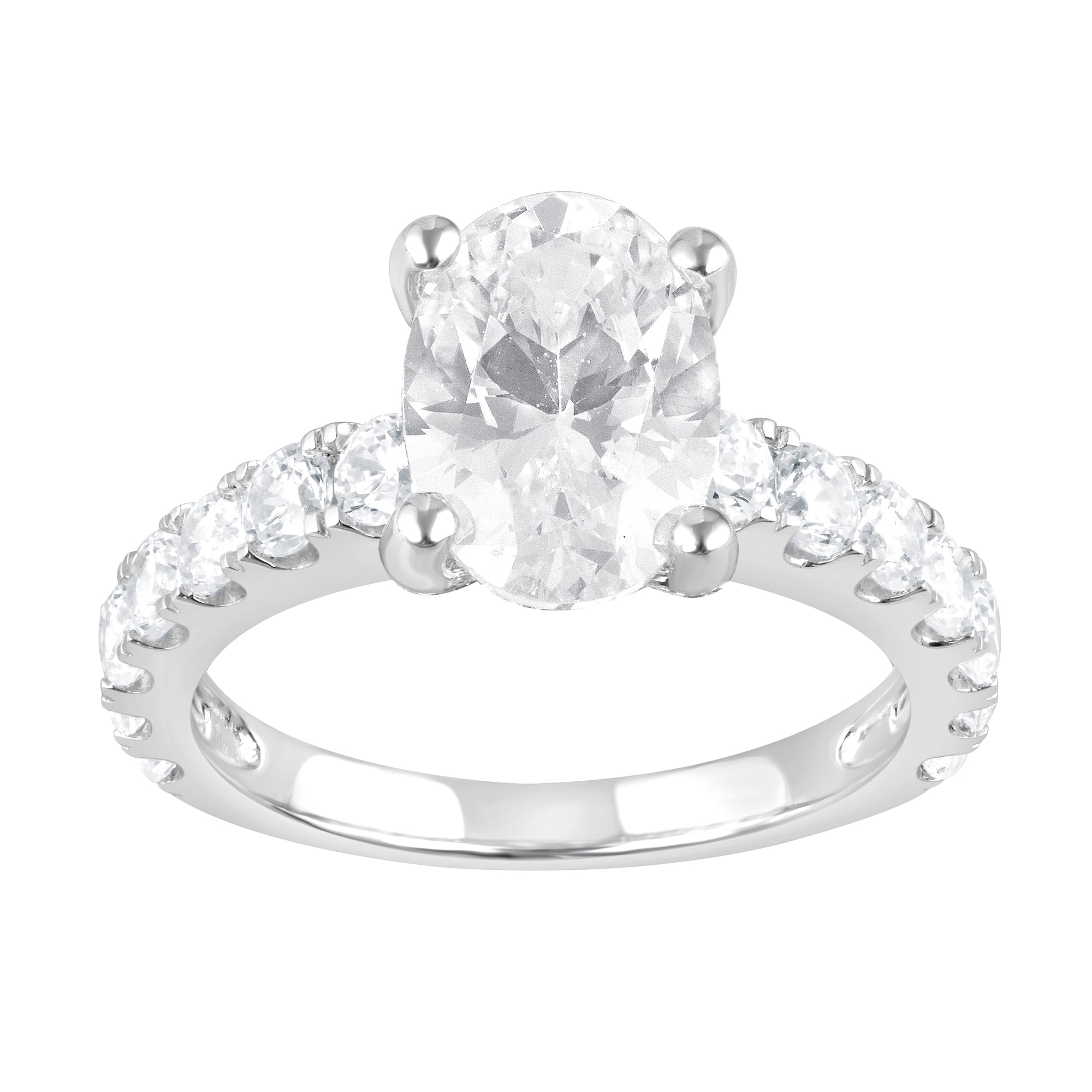 Womens | Bridal Set | 14K White Gold | 5 CTW Oval Cut Lab Grown Diamond | G-SI