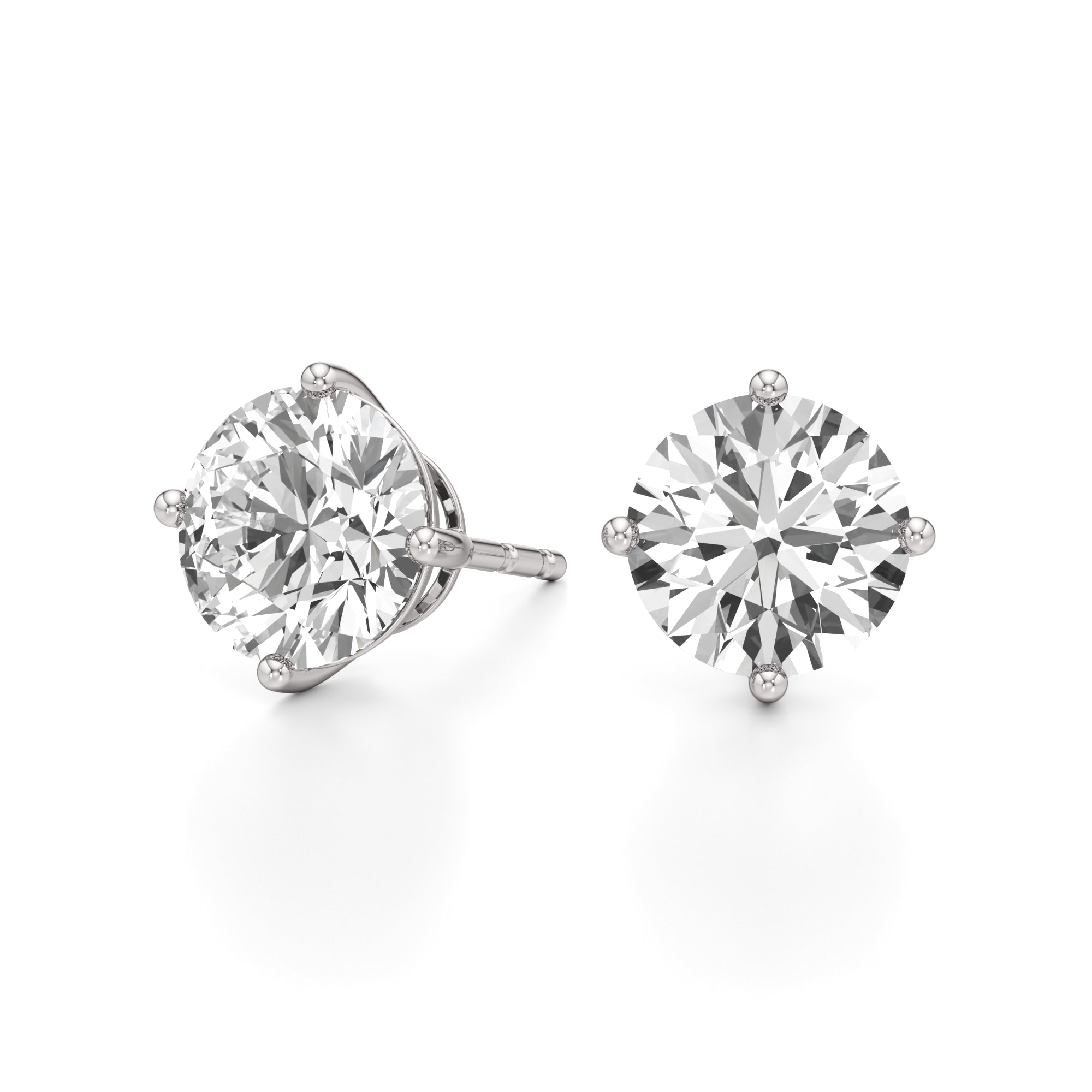 Womens | Stud Earrings | 14K White Gold | 6 CTW Round Cut Lab Grown Diamond | G-VS
