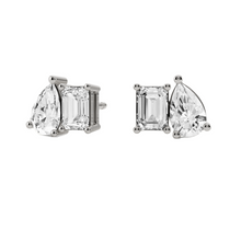 Womens | Stud Earrings | 14K White Gold | 2.50 CTW Pear Cut Lab Grown Diamond | G-SI
