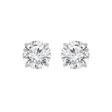 Womens | Stud Earrings | 14K White Gold | 2 CTW Round Cut Lab Grown Diamond | F-VS