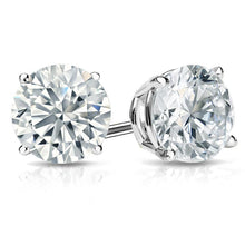 Womens | Stud Earrings | 14K White Gold | 3 CTW Round Cut Lab Grown Diamond | F-VS