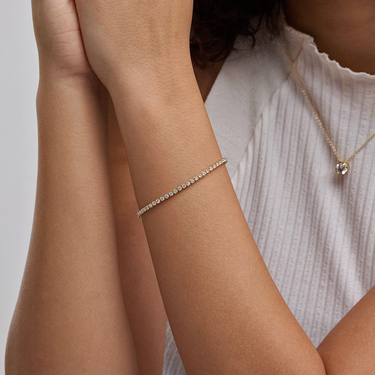 Womens | Tennis Bracelet - II | 14K Yellow Gold | 3 CTW Round Cut Lab Grown Diamond | F-VS2