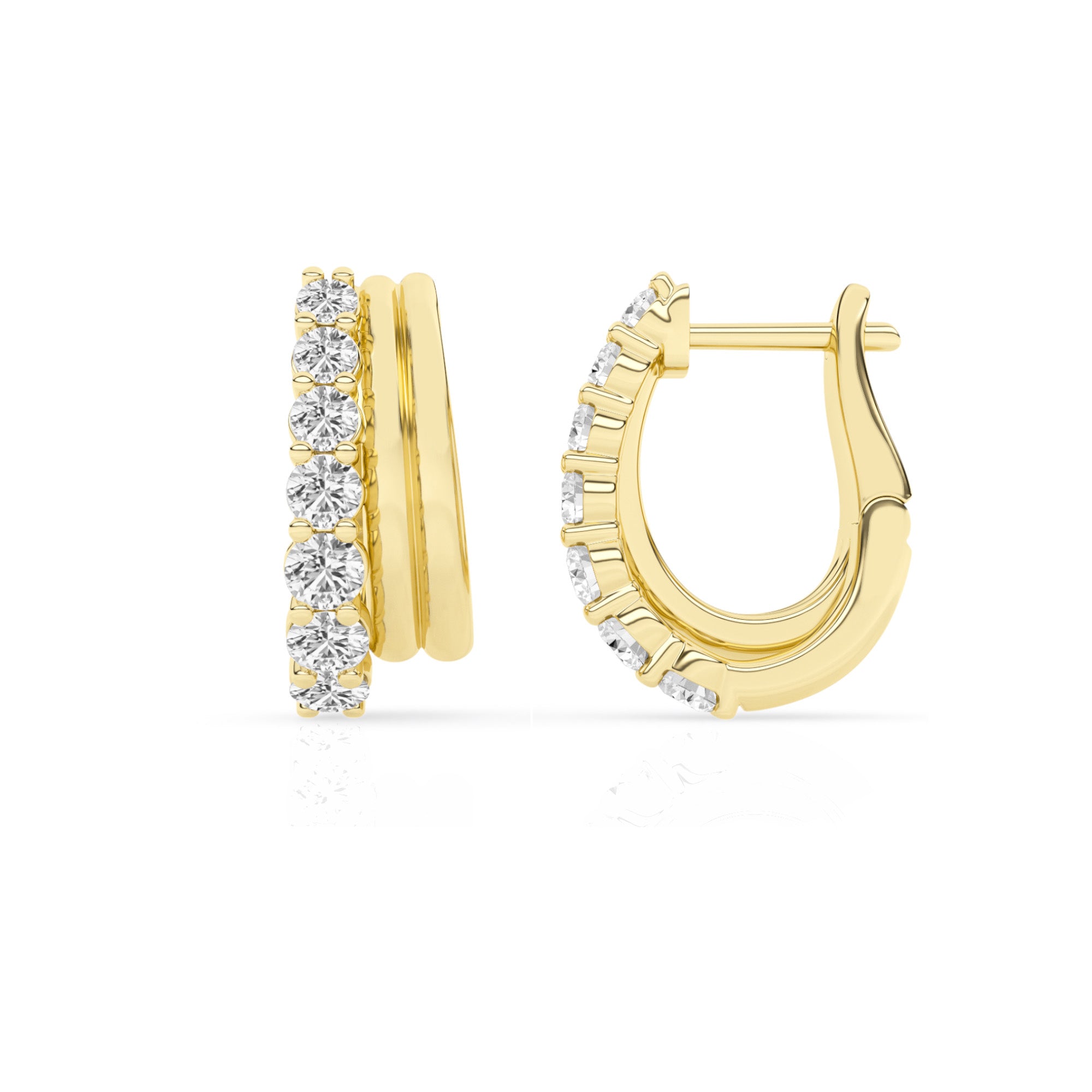 Womens | Hoop Earrings | 14K Gold Plated over Silver | 1.25 CTW Round Cut Lab Grown Diamond | F-VS