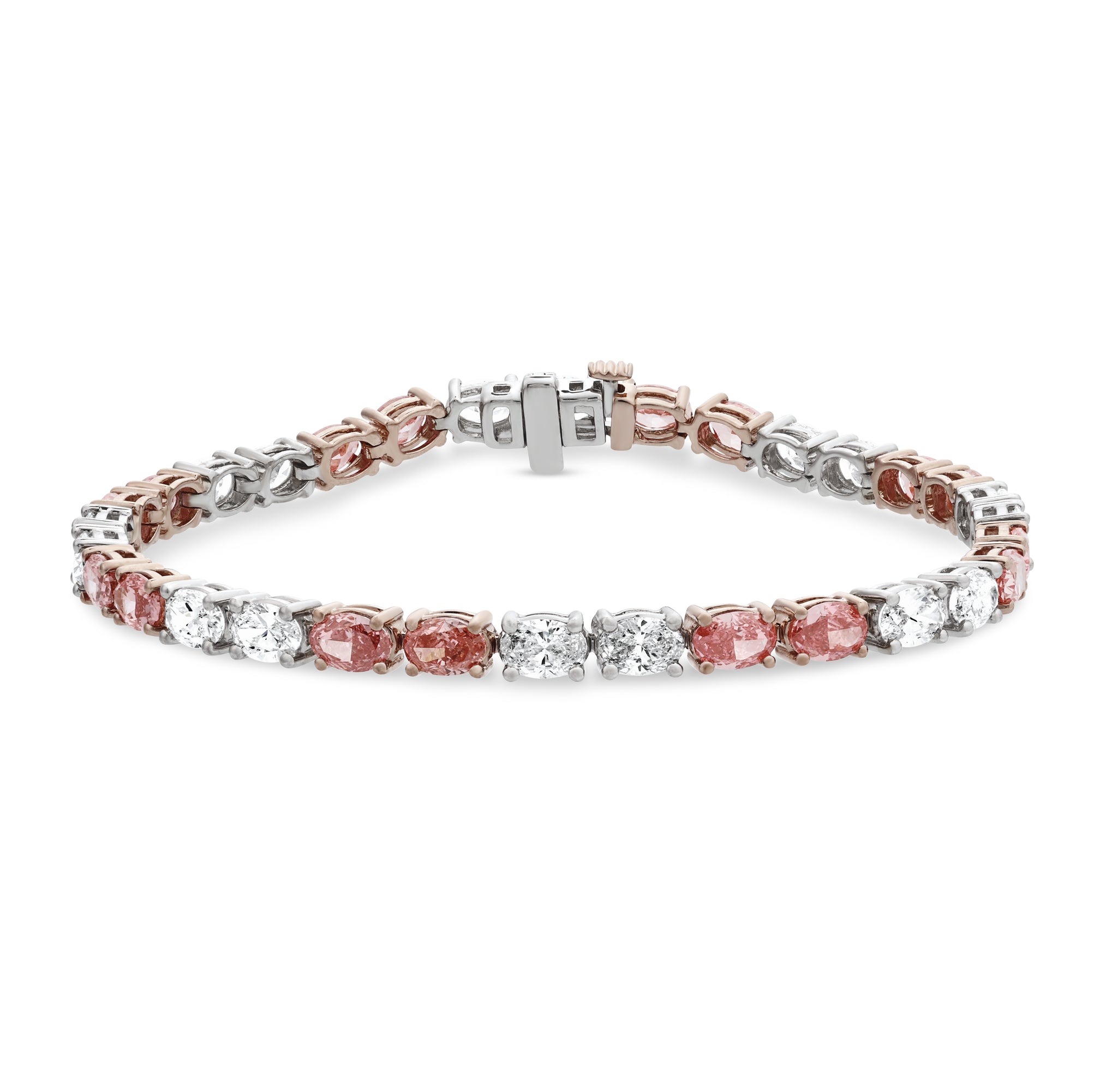 Womens | Fashion Bracelet | 14K Two Tone Gold | 9.25 CTW Oval Cut Lab Grown Diamond | Pink-VS1