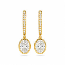 Womens | Dangle Drop Earrings | 14K Yellow Gold | 1.25 CTW Oval Cut Lab Grown Diamond | F-VS