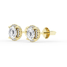 Womens | Stud Earrings | 14K Yellow Gold | 1.60 CTW Round Cut Lab Grown Diamond | F-VS