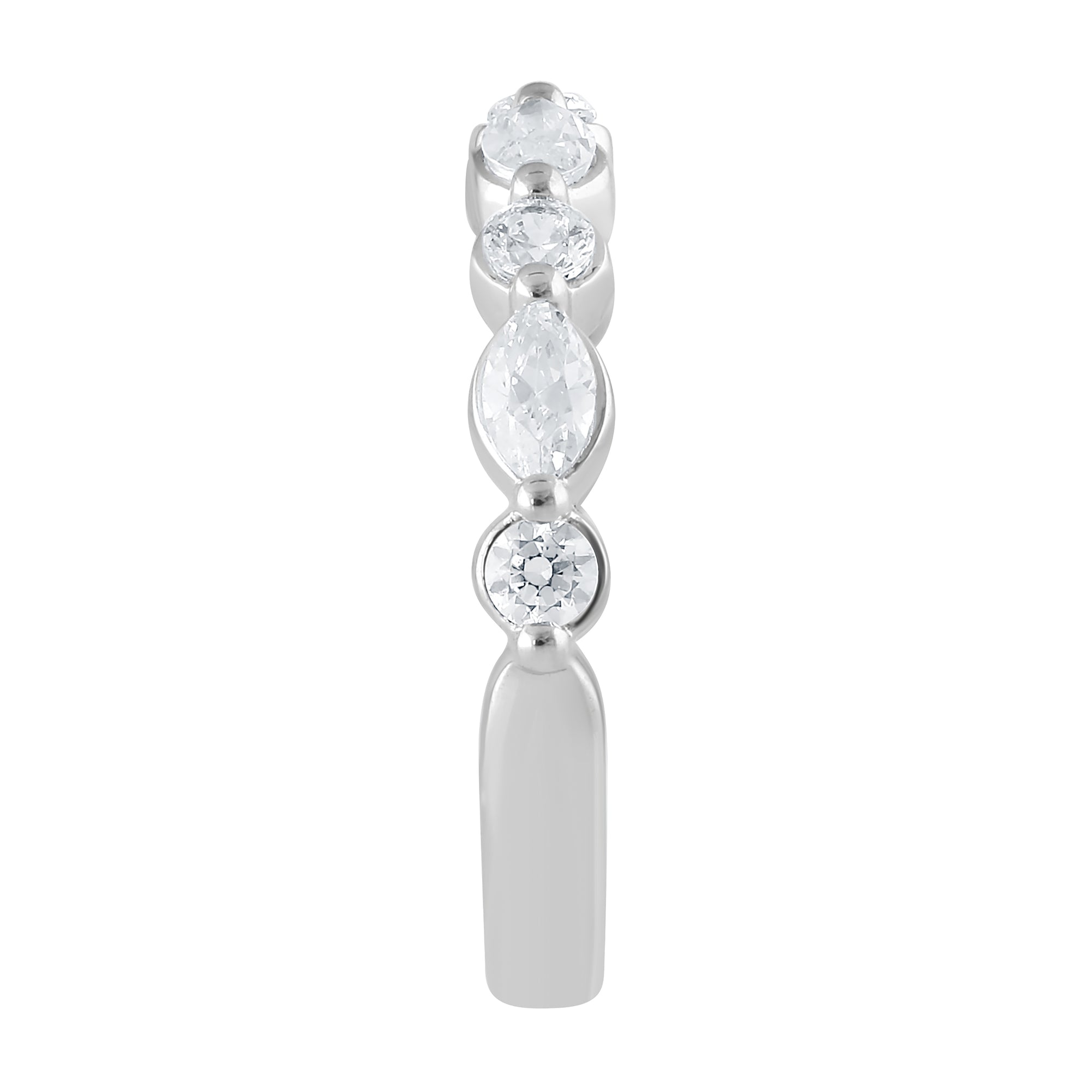 Womens | Wedding Band | 14K White Gold | 1 CTW Marquise Cut Lab Grown Diamond | F-VS