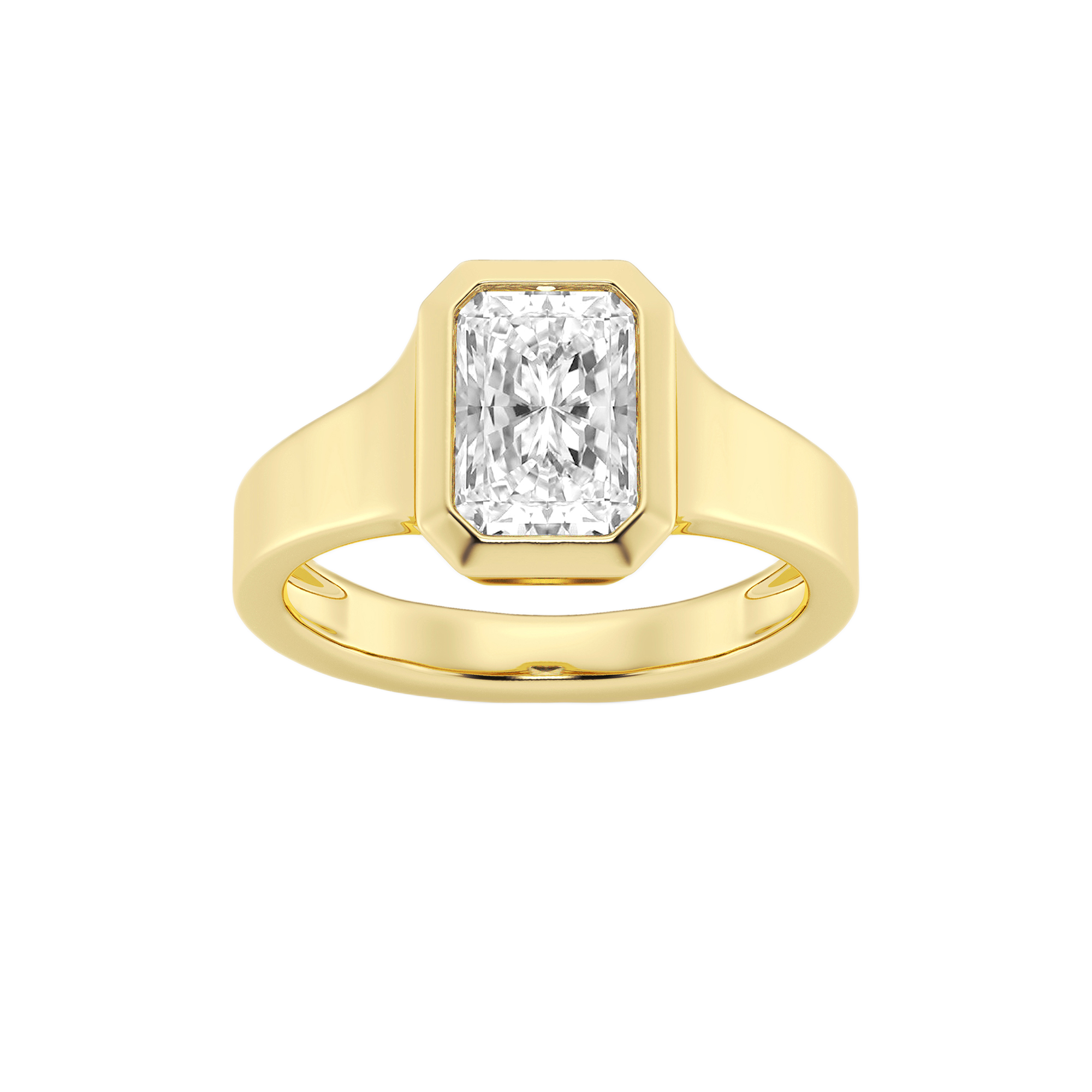 Womens | Solitaire Engagement Ring | 14K Yellow Gold | 2 CTW Radiant Cut Lab Grown Diamond | E-VS1