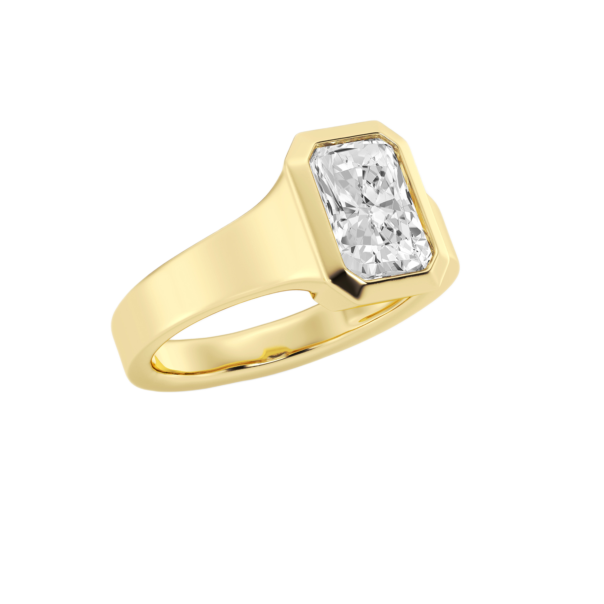 Womens | Solitaire Engagement Ring | 14K Yellow Gold | 2 CTW Radiant Cut Lab Grown Diamond | E-VS1