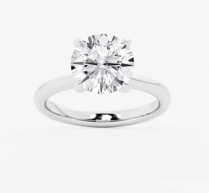 Womens | Solitaire Engagement Ring | 14K White Gold | 3 CTW Round Cut Lab Grown Diamond | IJ-VS-SI1