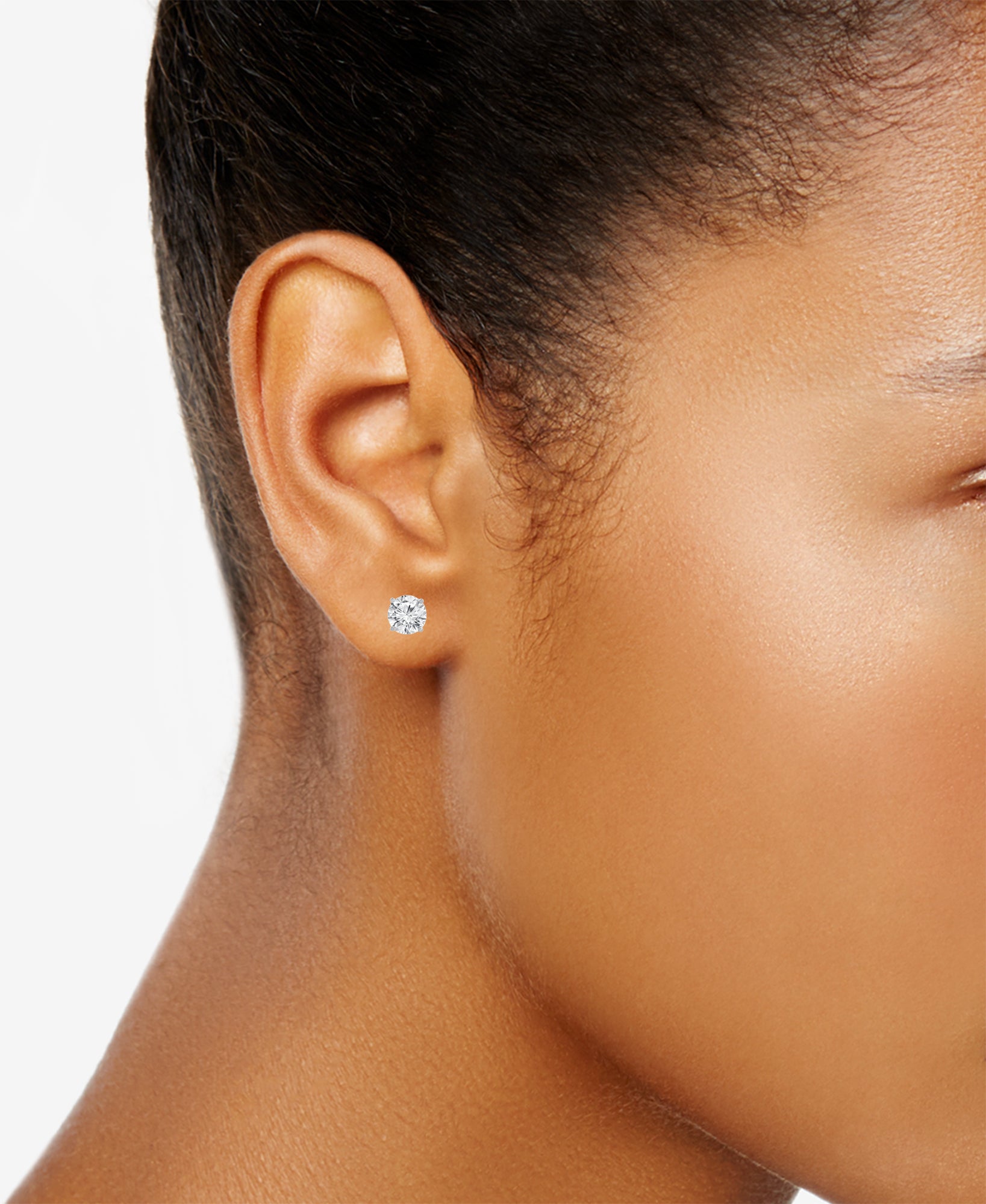 Womens | Stud Earrings | 14K White Gold | 5 CTW Round Cut Lab Grown Diamond | IJ-VS