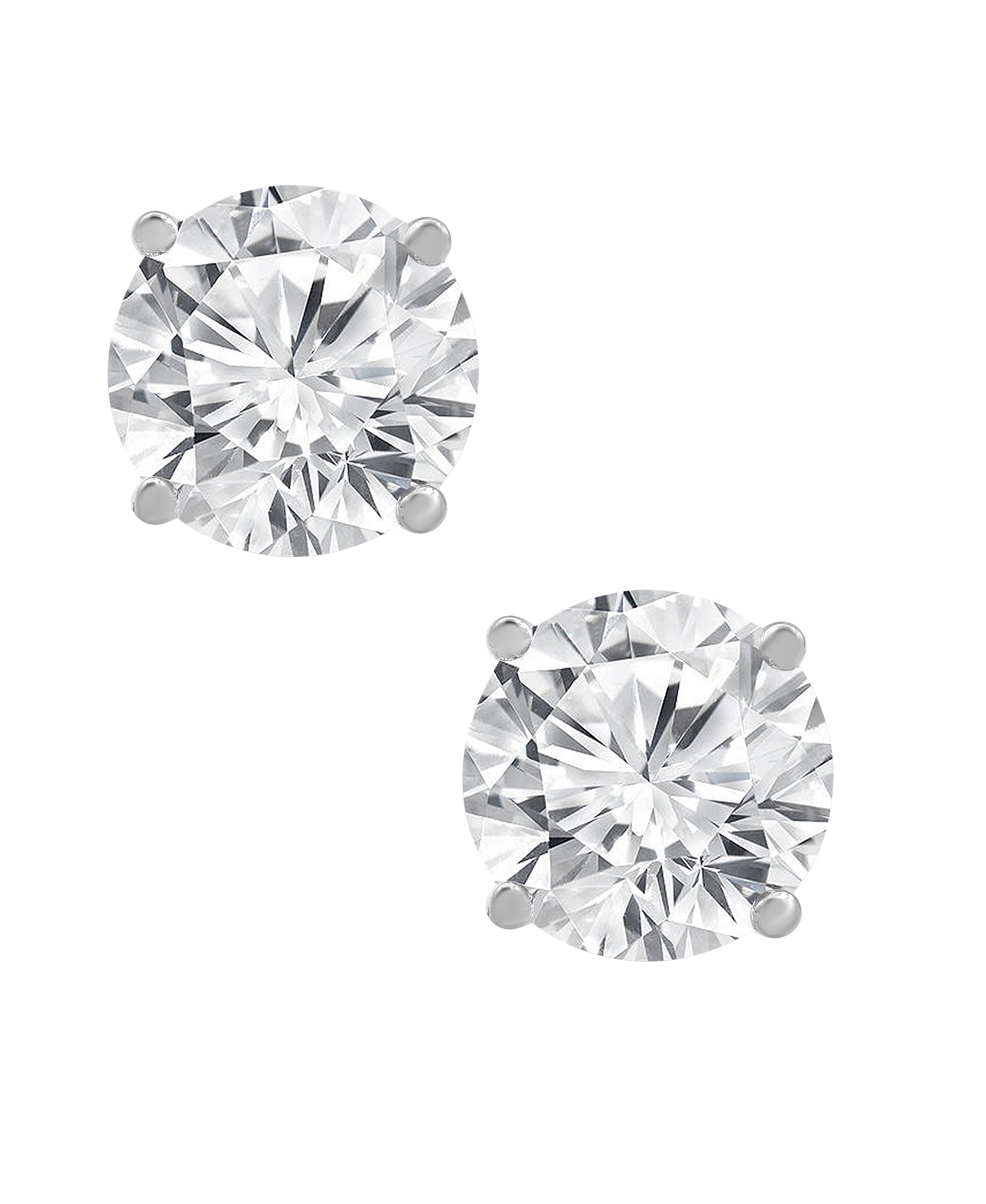 Womens | Stud Earrings | 14K White Gold | 5 CTW Round Cut Lab Grown Diamond | IJ-VS