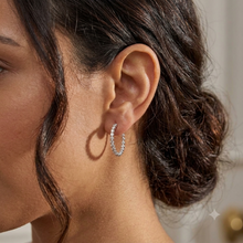 Womens | Hoop Earrings | 14K White Gold | 2 CTW Round Cut Lab Grown Diamond | F-VS