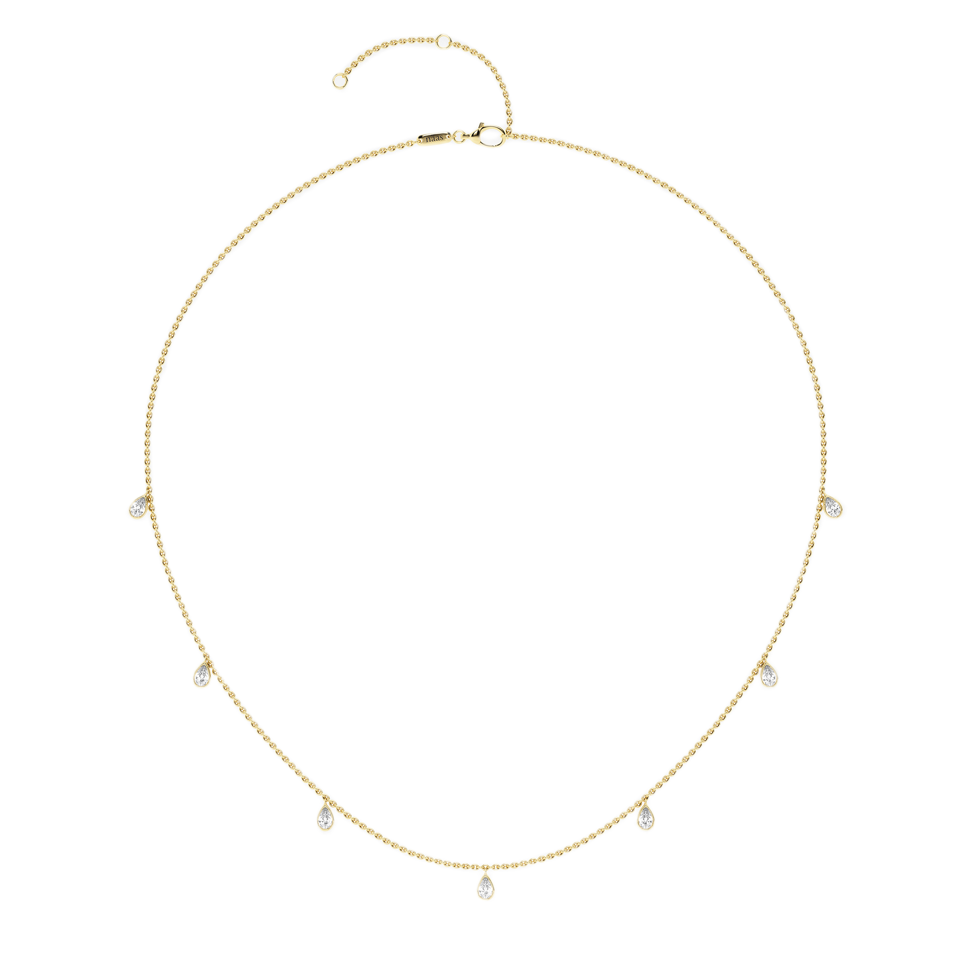 Womens | Station Necklace | 14K Yellow Gold | 1 CTW Pear Cut Lab Grown Diamond | F-VS2