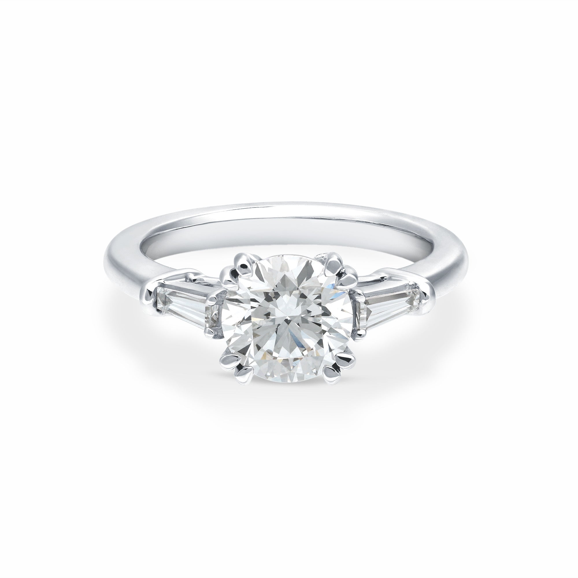 Womens | Solitaire Engagement Ring | 14K White Gold | 1.75 CTW Baguette Cut Lab Grown Diamond | G-VS-SI1
