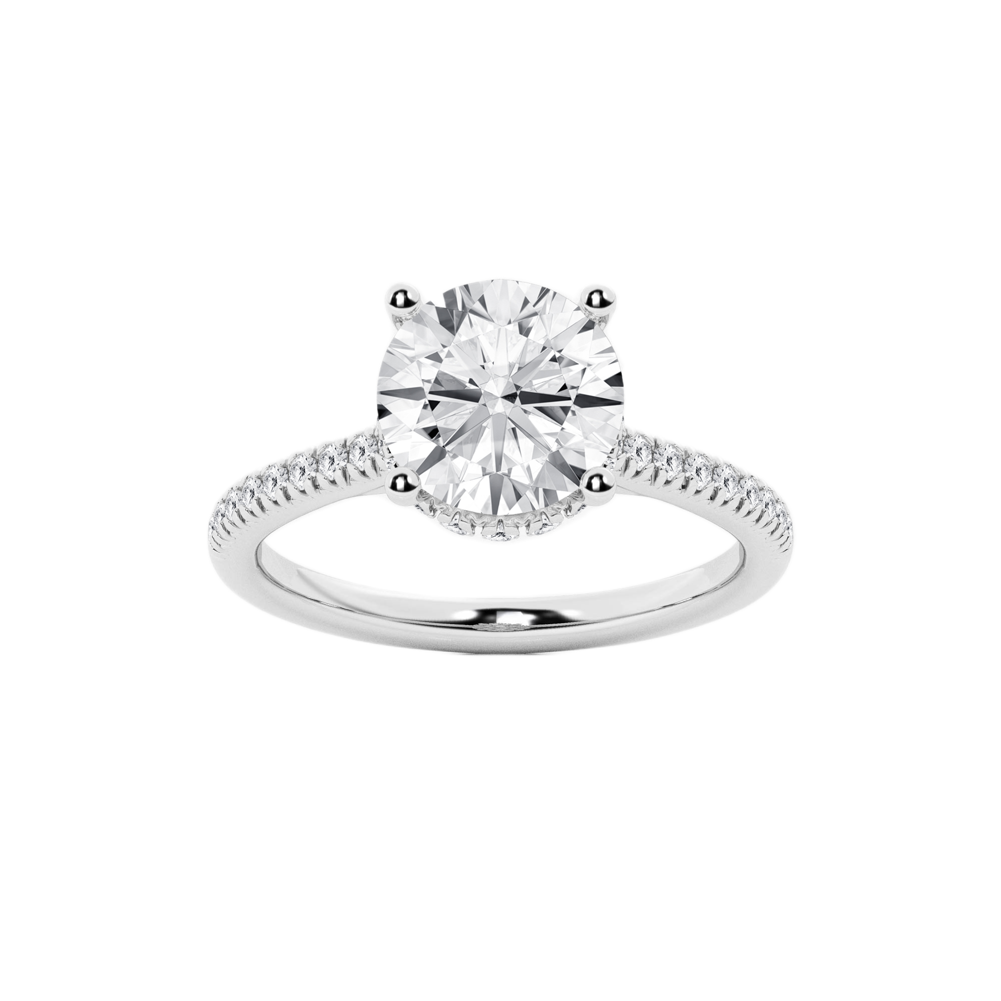 Womens | Solitaire Engagement Ring | 14K White Gold | 3.50 CTW Round Cut Lab Grown Diamond | F-VS