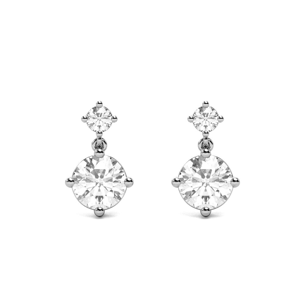 Womens | Dangle Drop Earrings | 14K White Gold | 2.25 CTW Round Cut Lab Grown Diamond | J-K-I1-I2