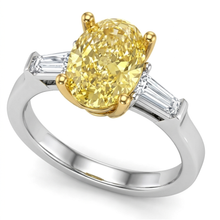 Womens | 3 Stone Engagement Ring - II | 14K Two Tone Gold | 4 CTW Oval Cut Lab Grown Diamond | Yellow-VS1