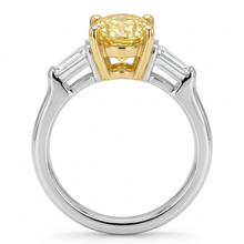 Womens | 3 Stone Engagement Ring - II | 14K Two Tone Gold | 4 CTW Oval Cut Lab Grown Diamond | Yellow-VS1