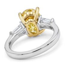 Womens | 3 Stone Engagement Ring - II | 14K Two Tone Gold | 4 CTW Oval Cut Lab Grown Diamond | Yellow-VS1