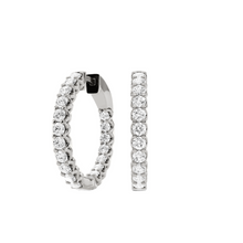 Womens | Inside Diamond Hoop Earrings | 10K White Gold | 2 CTW Round Cut Lab Grown Diamond | G-SI