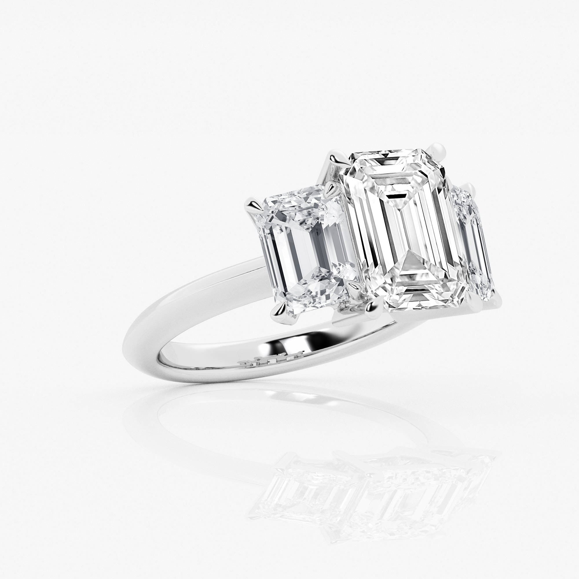 Womens | 3 Stone Engagement Ring | 14K White Gold | 7 CTW Emerald Cut Lab Grown Diamond | F-VS