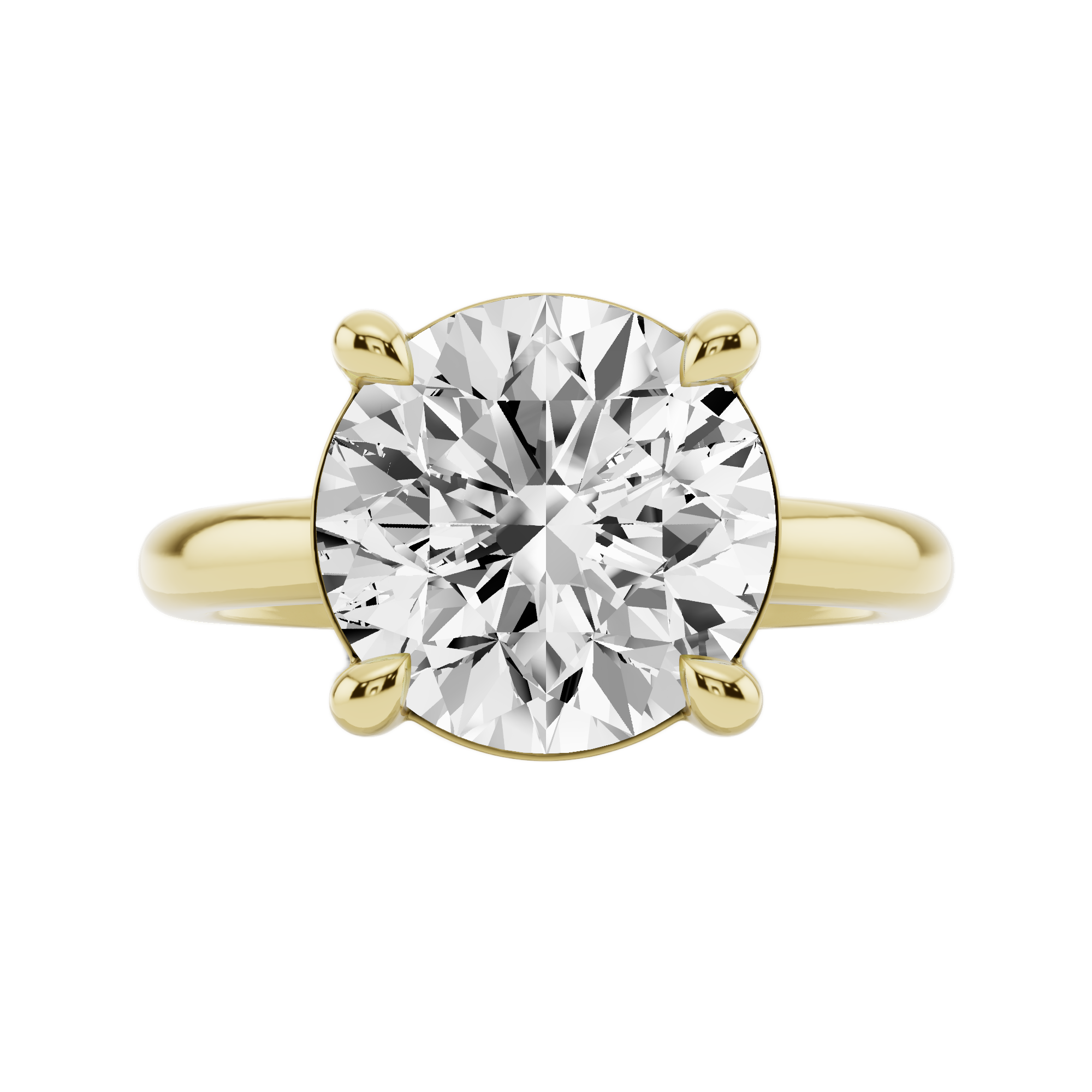 Womens | Solitaire Engagement Ring | 14K Yellow Gold | 3 CTW Round Cut Lab Grown Diamond | G-SI | 7-inches