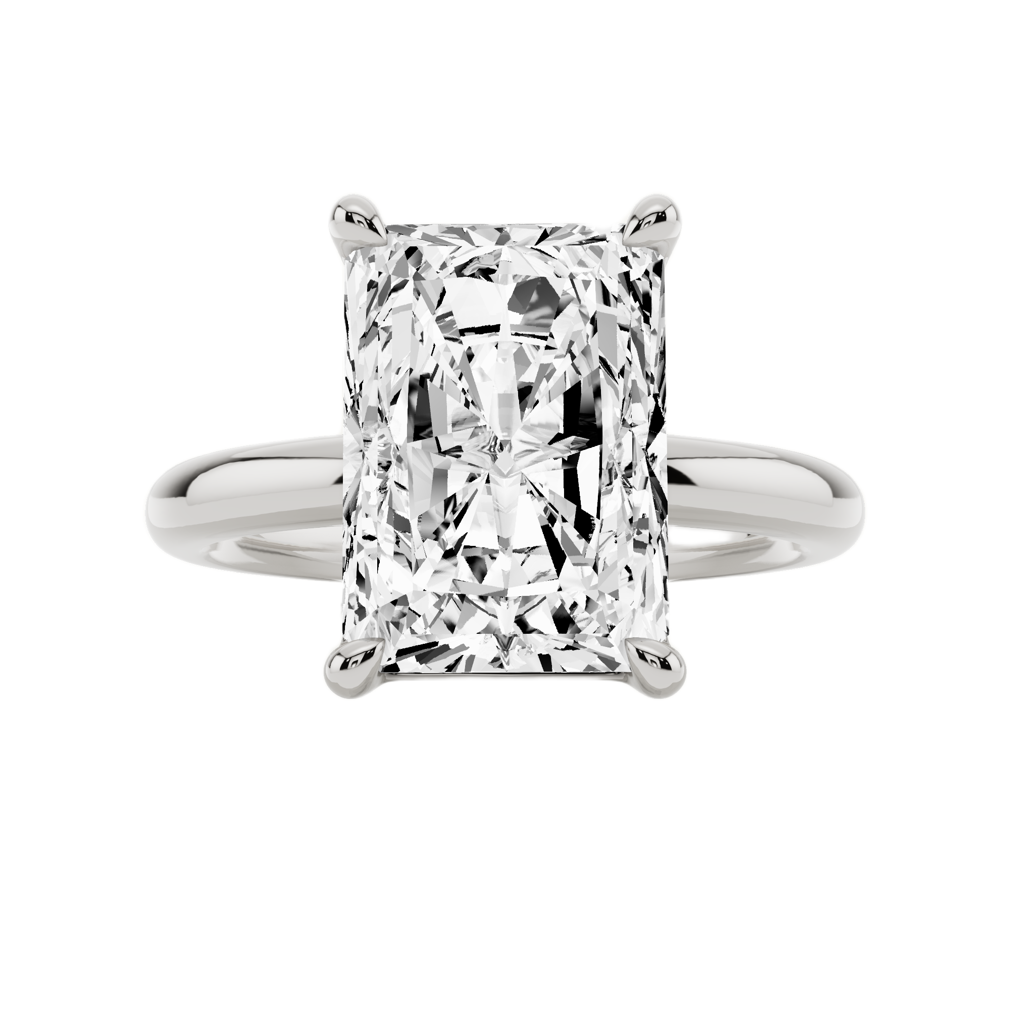 Womens | Solitaire Engagement Ring | 14K White Gold | 3 CTW Radiant Cut Lab Grown Diamond | G-SI