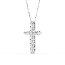 Womens | Cross Pendant Necklace | 14K White Gold | 1 CTW Round Cut Lab Grown Diamond | G-SI