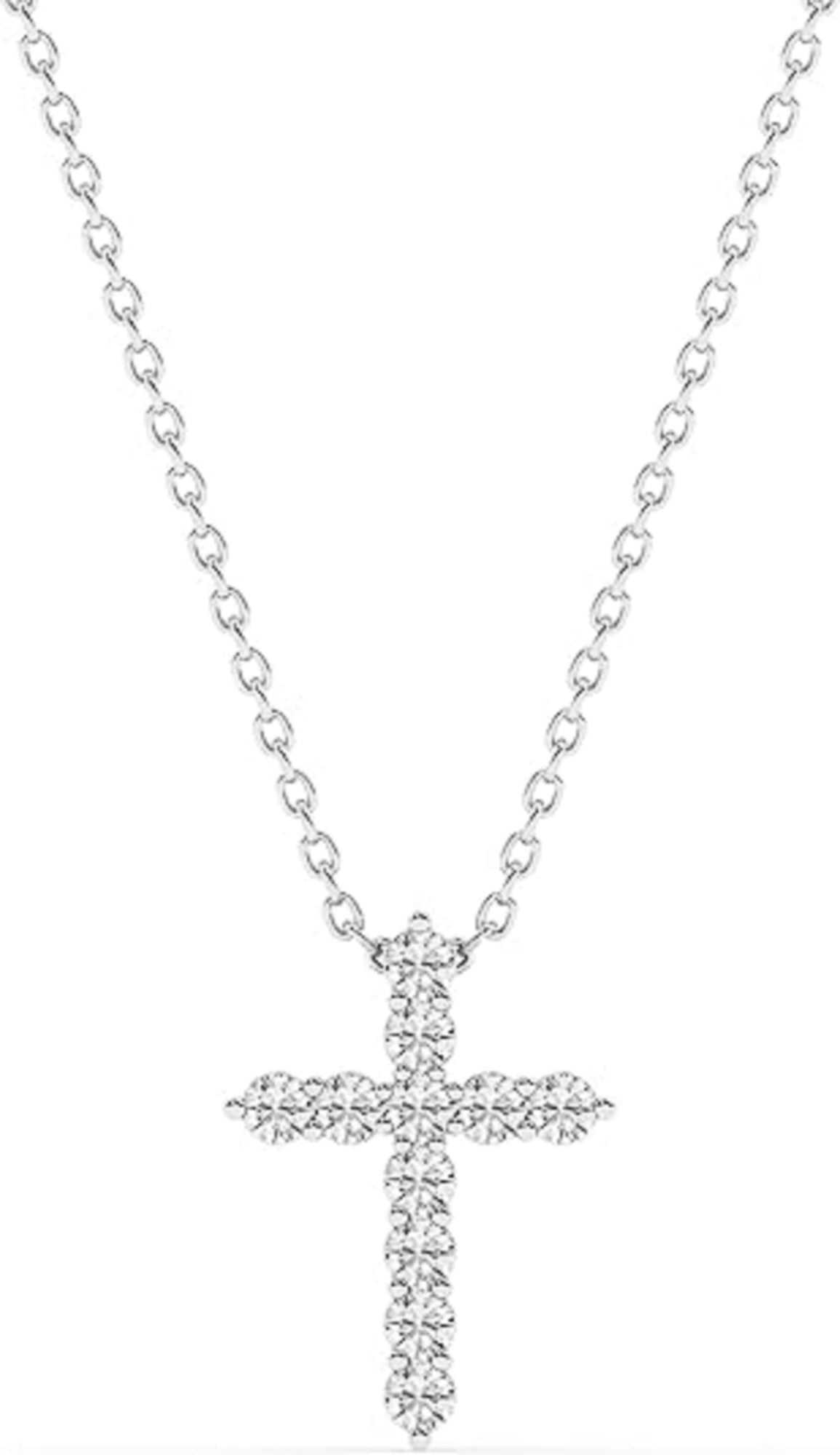 Womens | Cross Pendant Necklace | 14K White Gold | 1 CTW Round Cut Lab Grown Diamond | G-SI