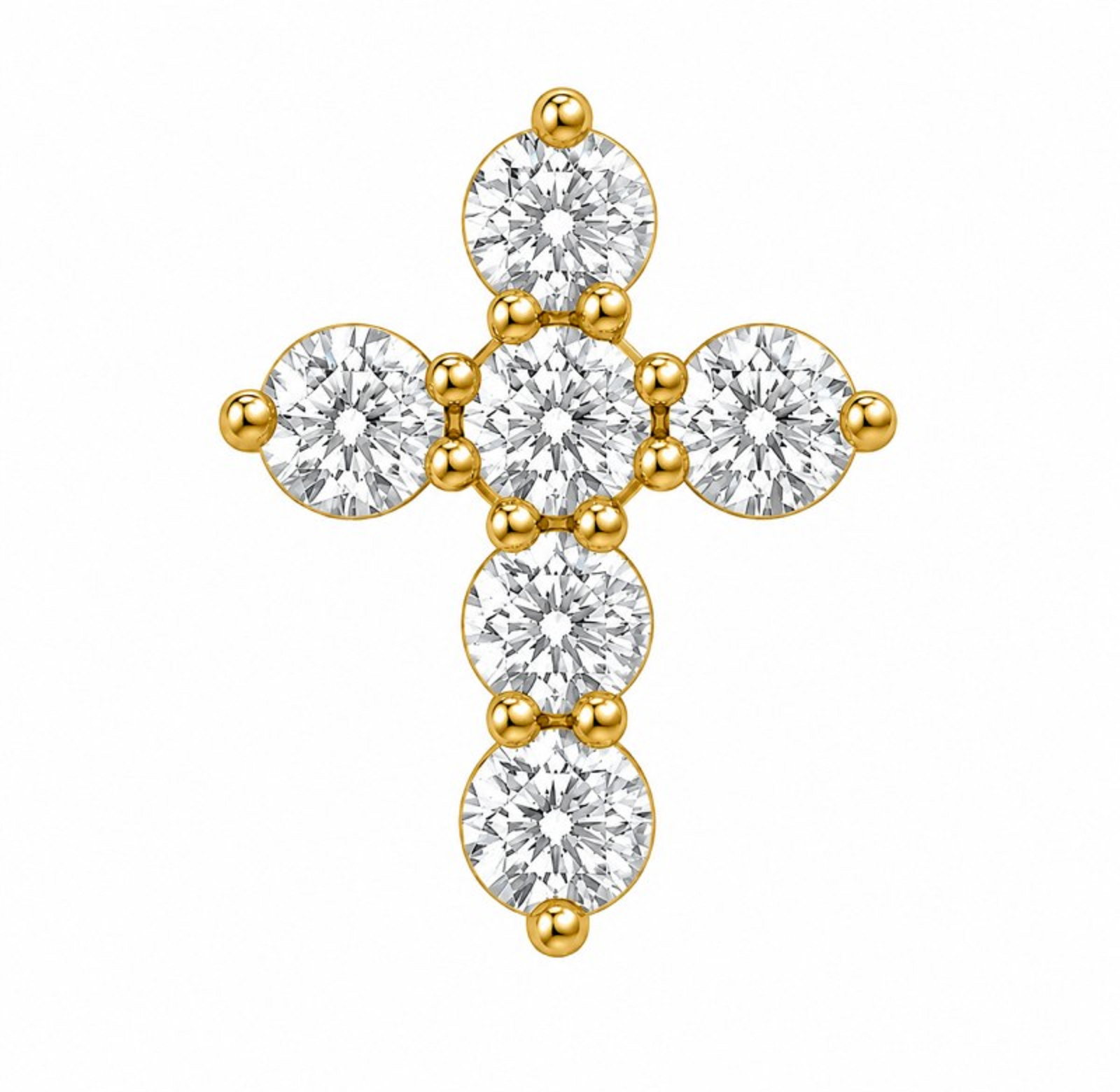 Womens | Cross Pendant Necklace | 14K Yellow Gold | 2 CTW Round Cut Lab Grown Diamond | G-SI