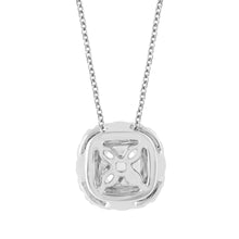 Womens | Halo Solitaire Pendant Necklace | 14K White Gold | 1.25 CTW Cushion Cut Lab Grown Diamond | Blue-VS1