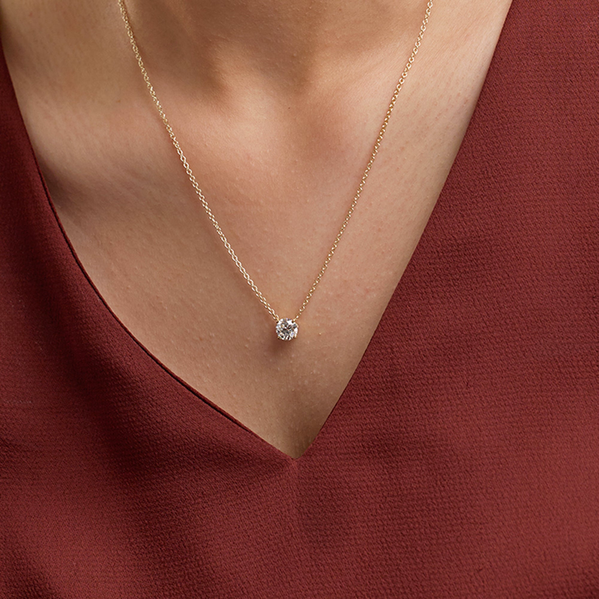 Womens | Solitaire Pendant Necklace | 14K White Gold | 1 CTW Round Cut Lab Grown Diamond | F-VS2