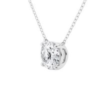 Womens | Solitaire Pendant Necklace | 14K White Gold | 2 CTW Round Cut Lab Grown Diamond | F-VS2