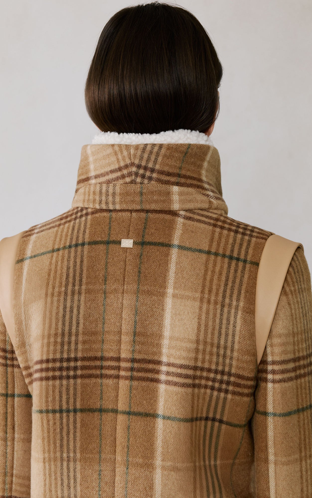 Kiana-P Plaid Moto Coat In Wool | Teak