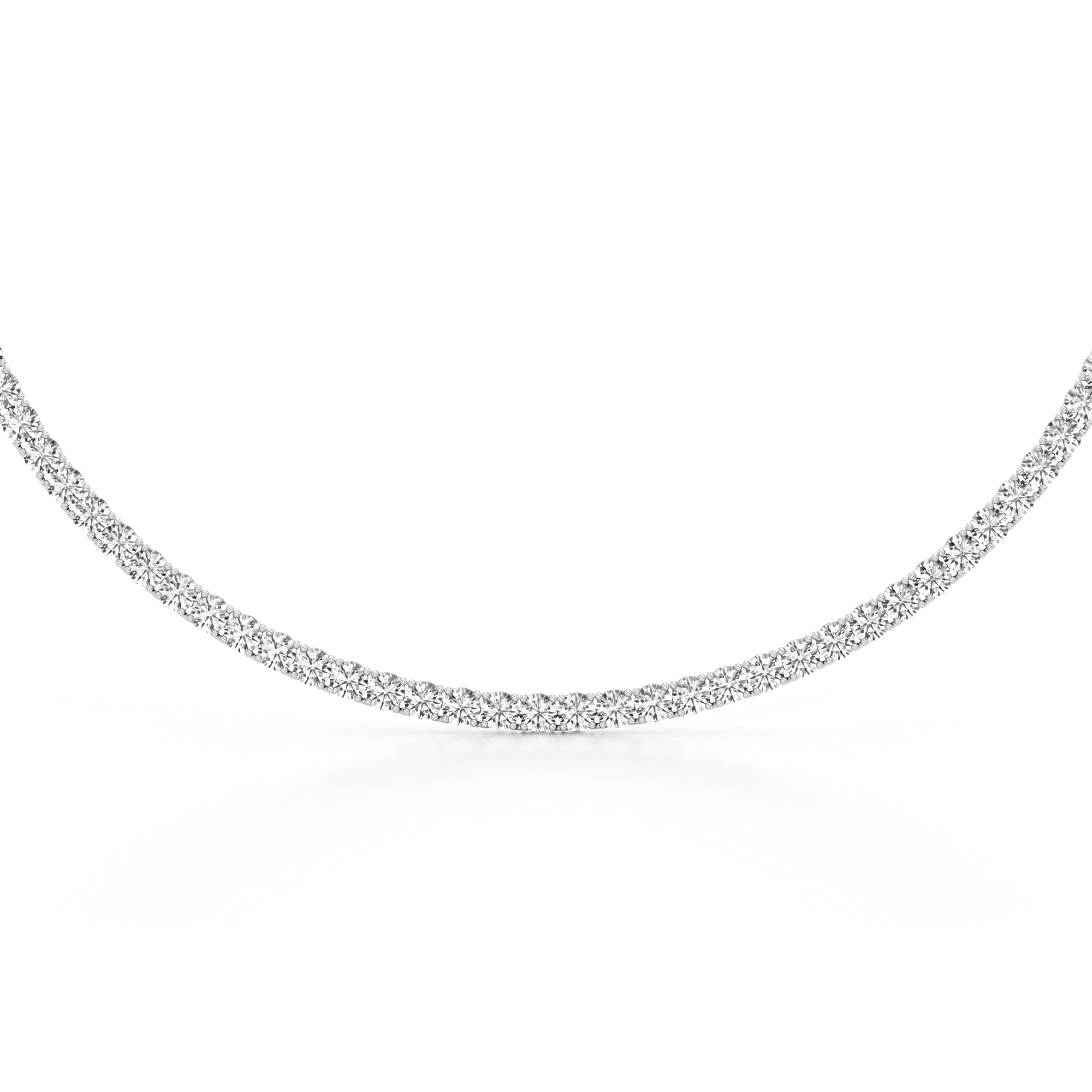 Womens | Tennis Necklace | 14K White Gold | 20 CTW Round Cut Lab Grown Diamond | G-VS