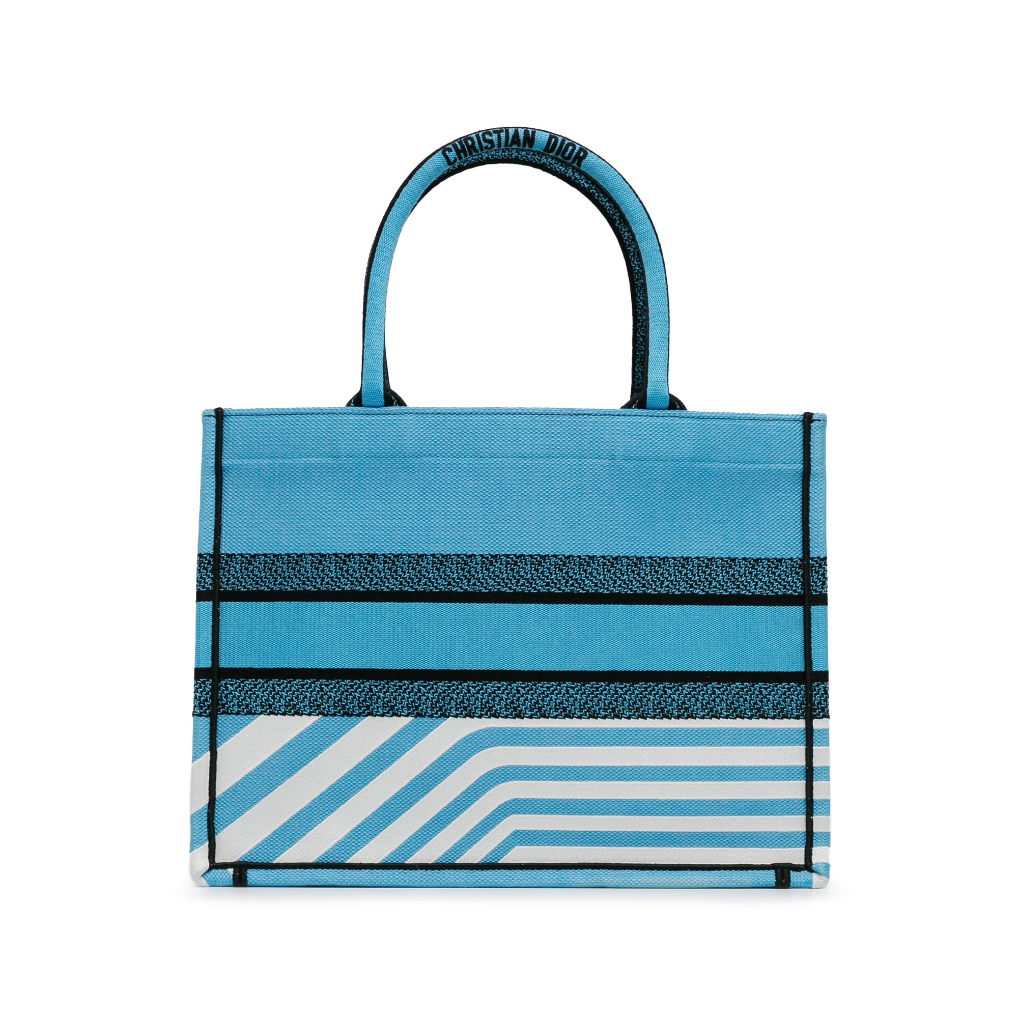 Dior | Pre-Owned Medium Embroidered Canvas Zebra D Jungle Pop Book Tote | Blue/Light Blue