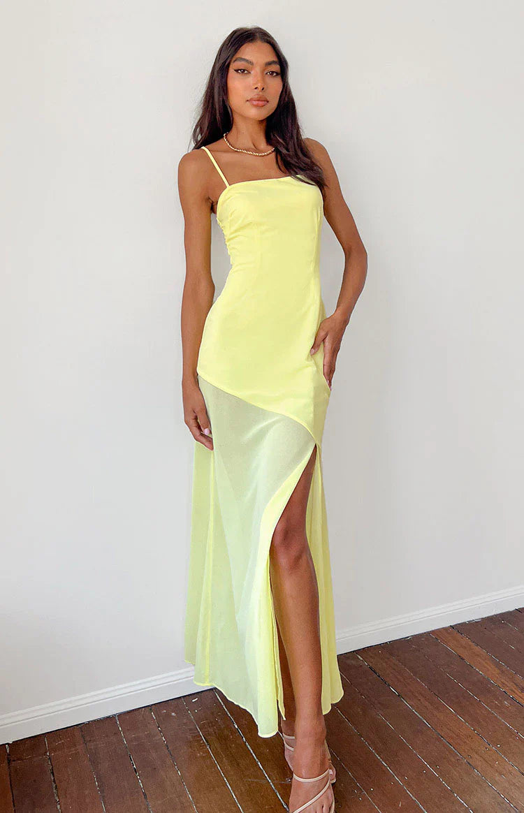 Karmic Chiffon Maxi Dress | Yellow