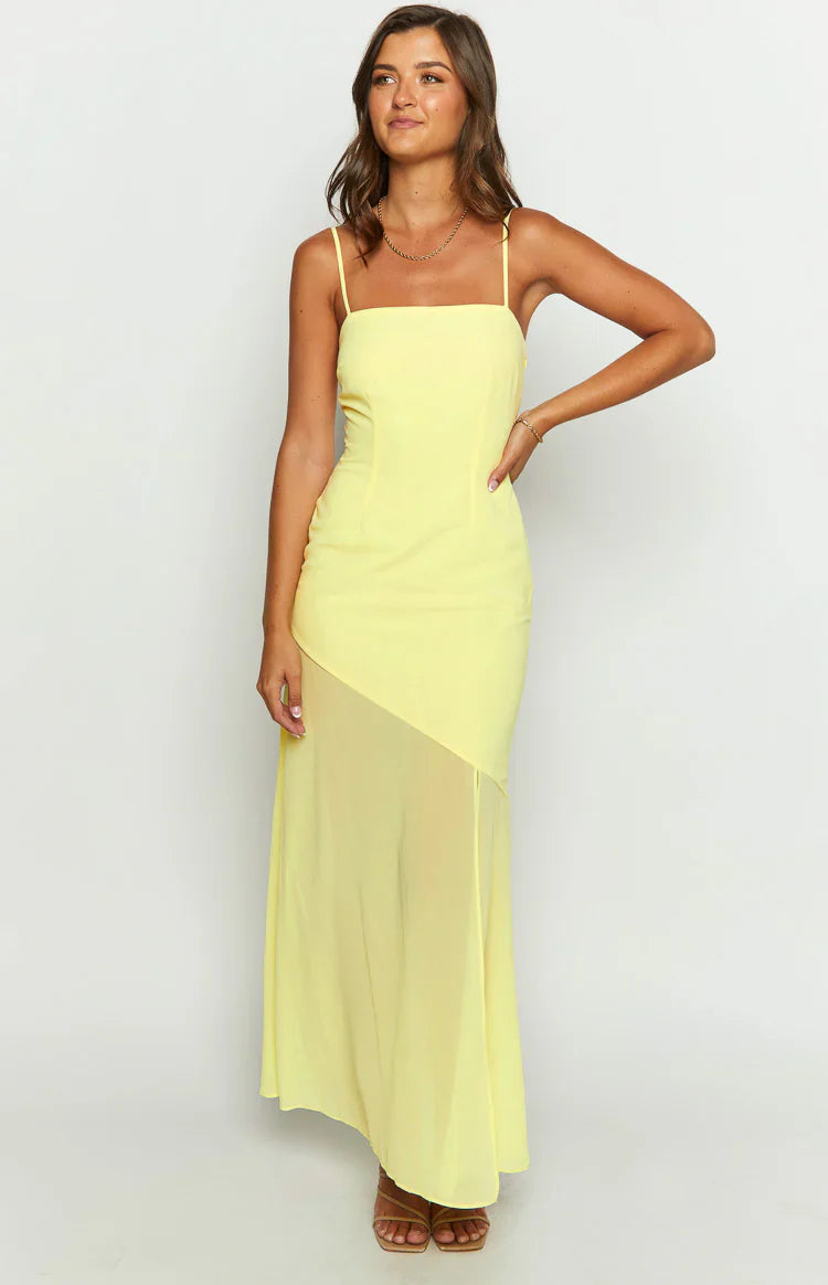 Karmic Chiffon Maxi Dress | Yellow