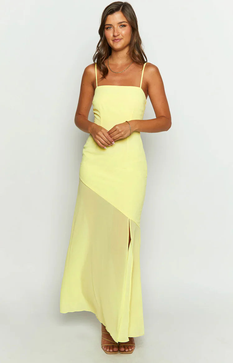 Karmic Chiffon Maxi Dress | Yellow