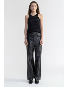 Kismet | Diamond Knit Racer Neck Top | Black