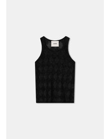 Kismet | Diamond Knit Racer Neck Top | Black