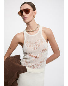 Kismet | Lace Knit Top | White
