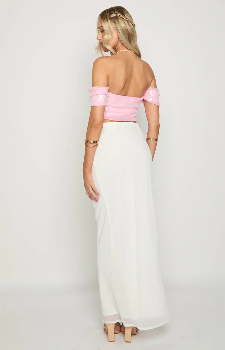 Klara Sequin Crop Top | Pink