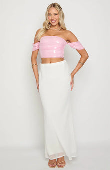 Klara Sequin Crop Top | Pink