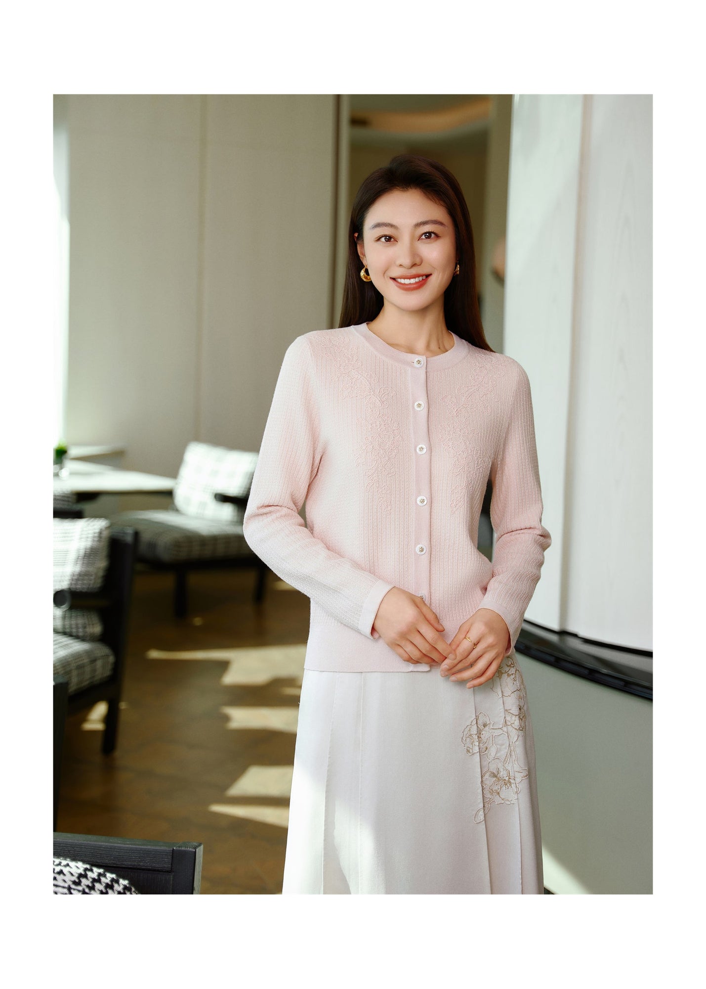 Knit Cardigan Sweater | Pink