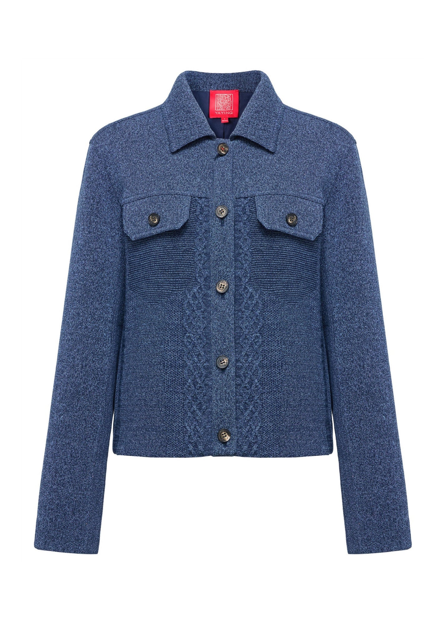 Knit Denim-Look Jacket | Navy