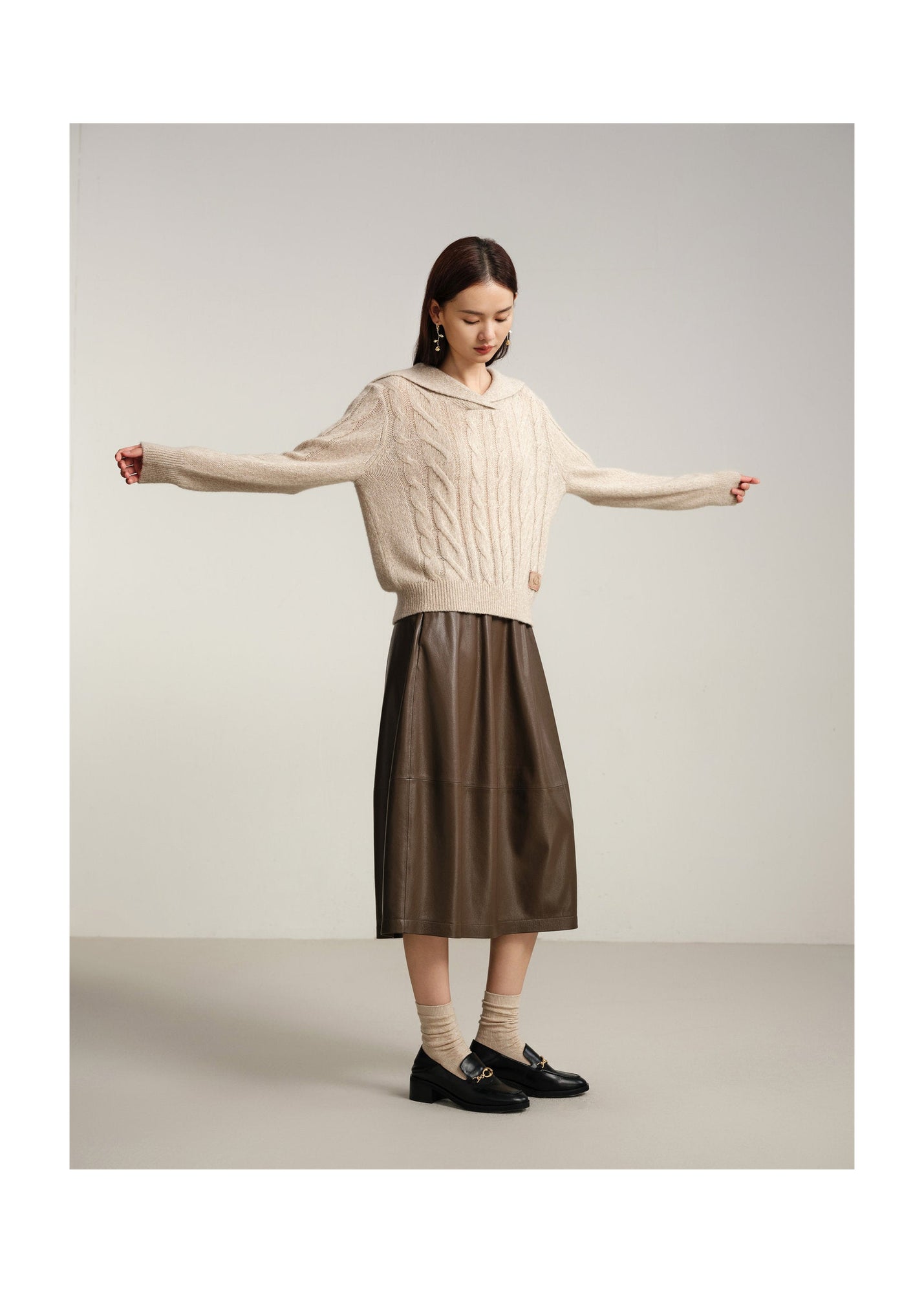 Knitted Pullover Sweater | Beige