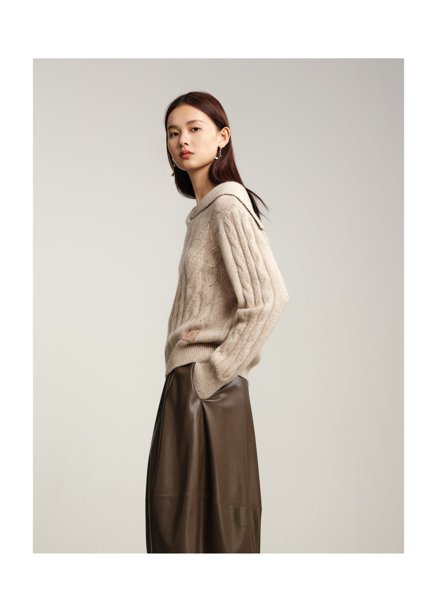 Knitted Pullover Sweater | Beige